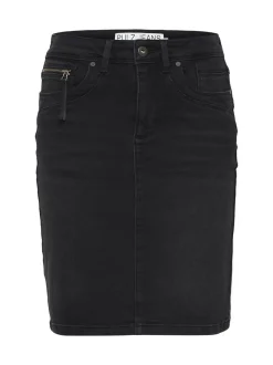 PULZ Jeans Damen Denimrock PZKAROLINA Hohe Taille in grau denim