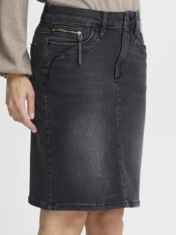 PULZ Jeans Damen Denimrock PZKAROLINA Hohe Taille in grau denim