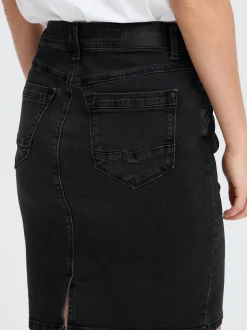 PULZ Jeans Damen Denimrock PZKAROLINA Hohe Taille in grau denim