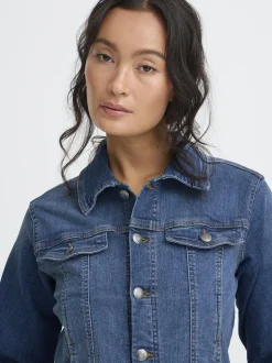 PULZ Jeans Damen Jeansjacke PZKATJA in medium stone denim