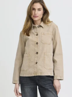 PULZ Jeans Damen Jeansjacke PZGIANNI in beige