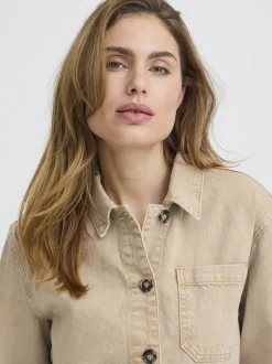 PULZ Jeans Damen Jeansjacke PZGIANNI in beige