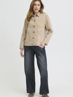 PULZ Jeans Damen Jeansjacke PZGIANNI in beige