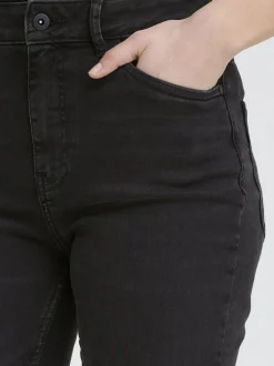 PULZ Jeans Damen Jeans PZBECCA hohe Taille in schwarz denim