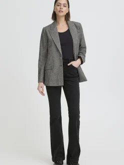 PULZ Jeans Damen Jeans PZBECCA hohe Taille in schwarz denim