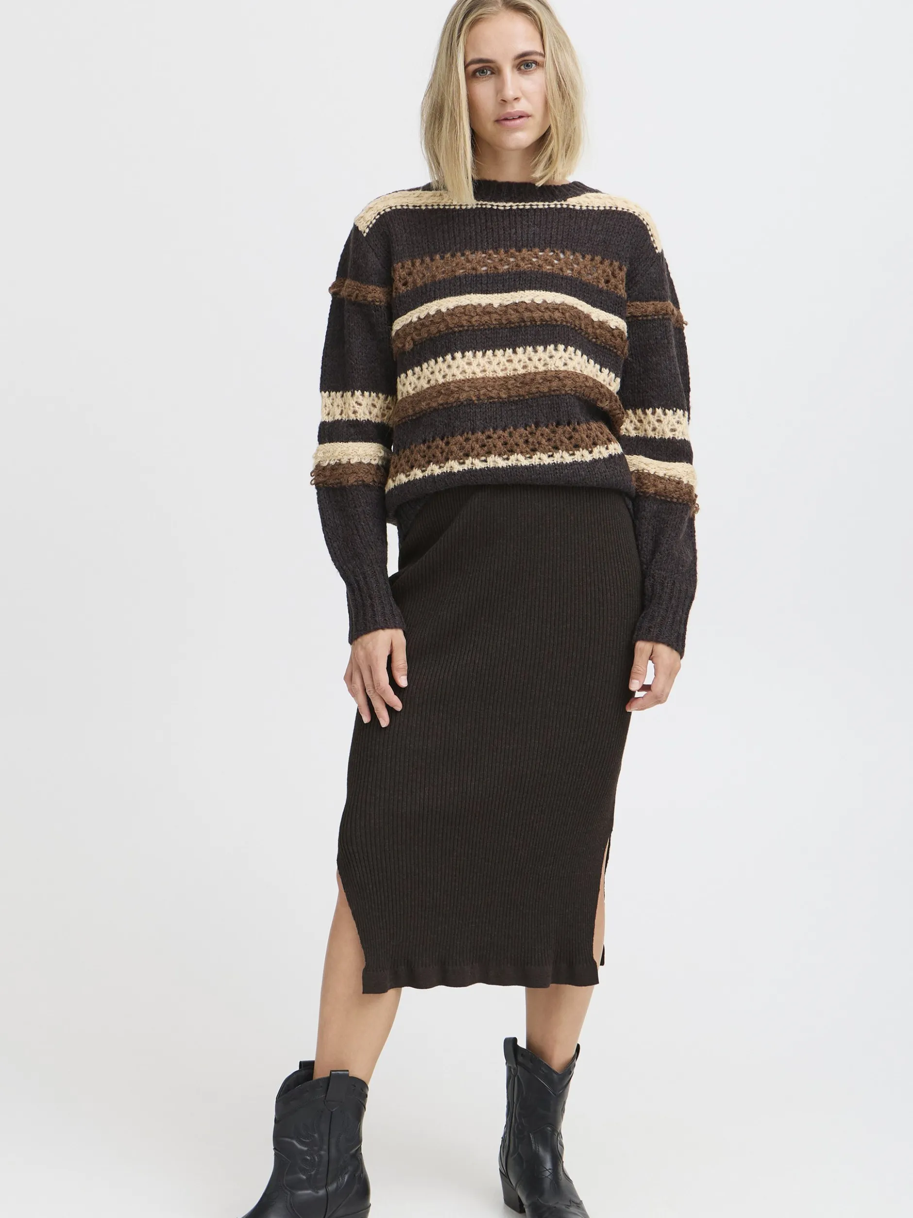 PULZ Jeans Damen Rock PZSARA in mocca