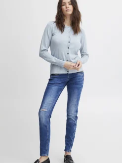 PULZ Jeans Damen Strickjacke PZSARA in hellblau