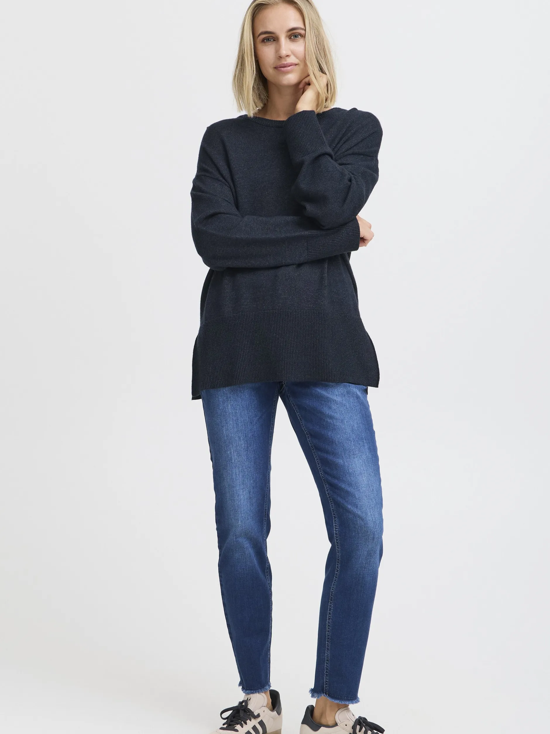 PULZ Jeans Damen Strickpullover PZSTEFFI in marine