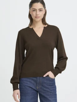 PULZ Jeans Damen Strickpullover PZSARA in schoko