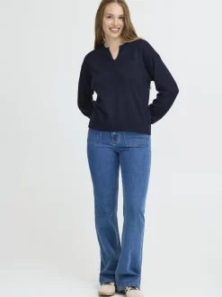 PULZ Jeans Damen Strickpullover PZSARA in marine