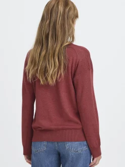 PULZ Jeans Damen Strickpullover PZSARA in bordeaux