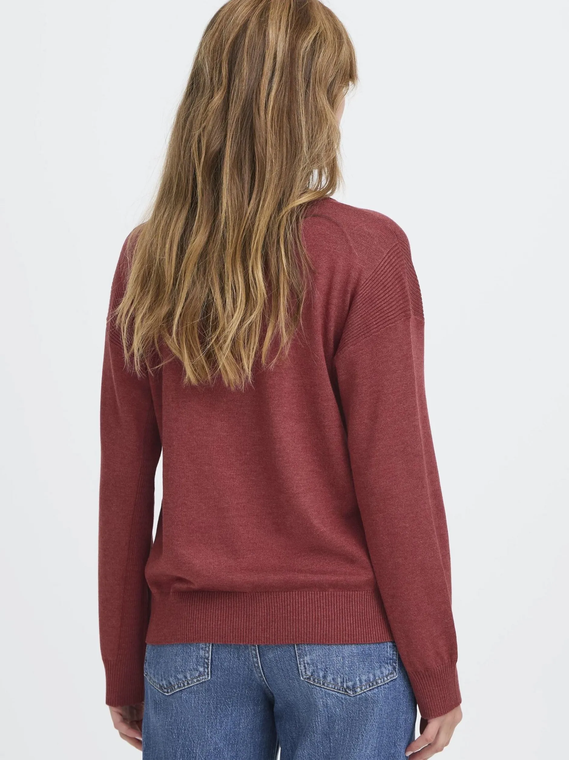 PULZ Jeans Damen Strickpullover PZSARA in bordeaux