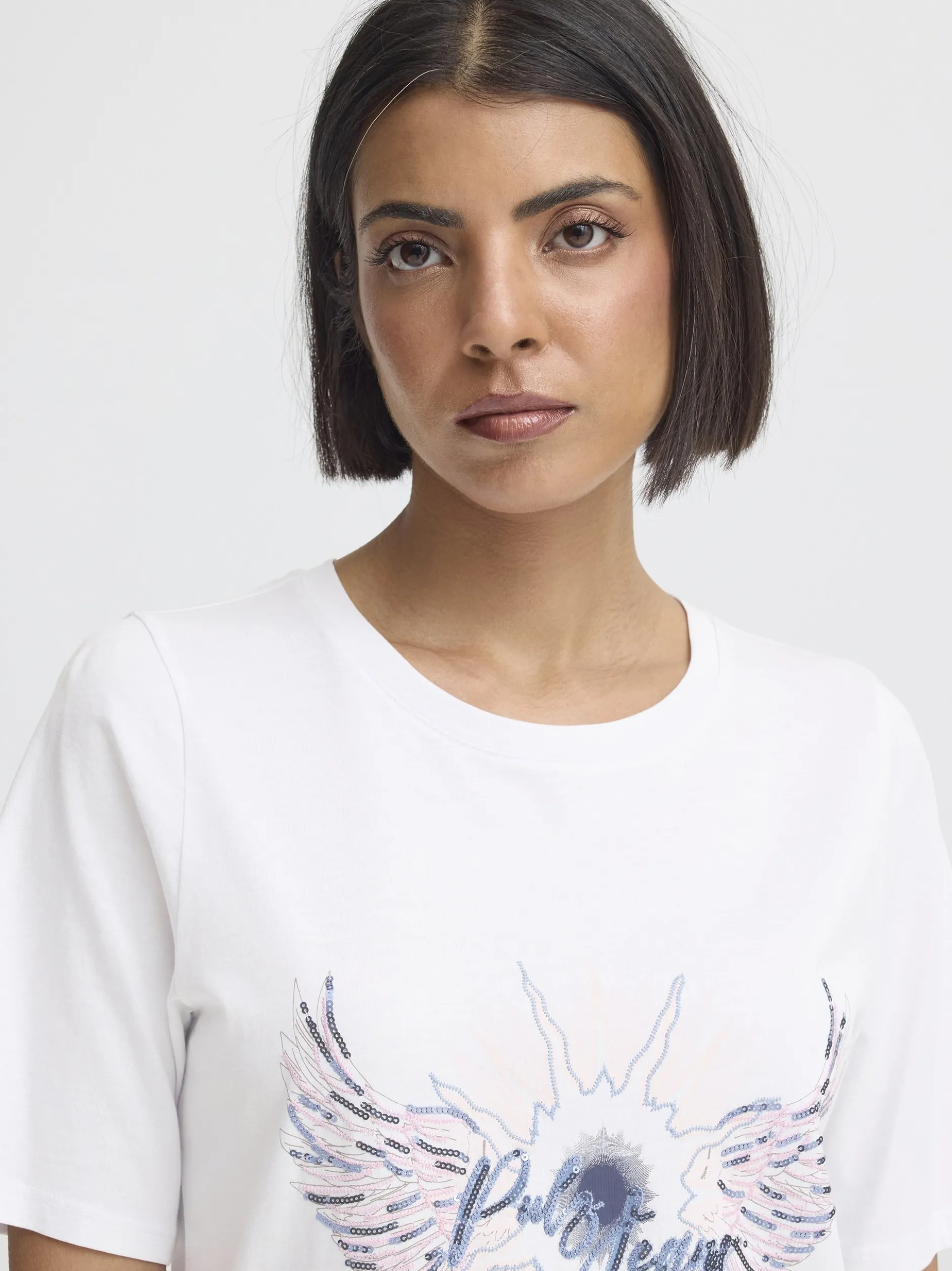 PULZ Jeans Damen T-Shirt PZBETHANY in weiß