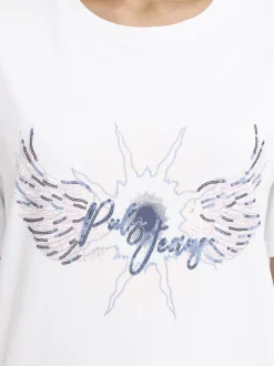 PULZ Jeans Damen T-Shirt PZBETHANY in weiß