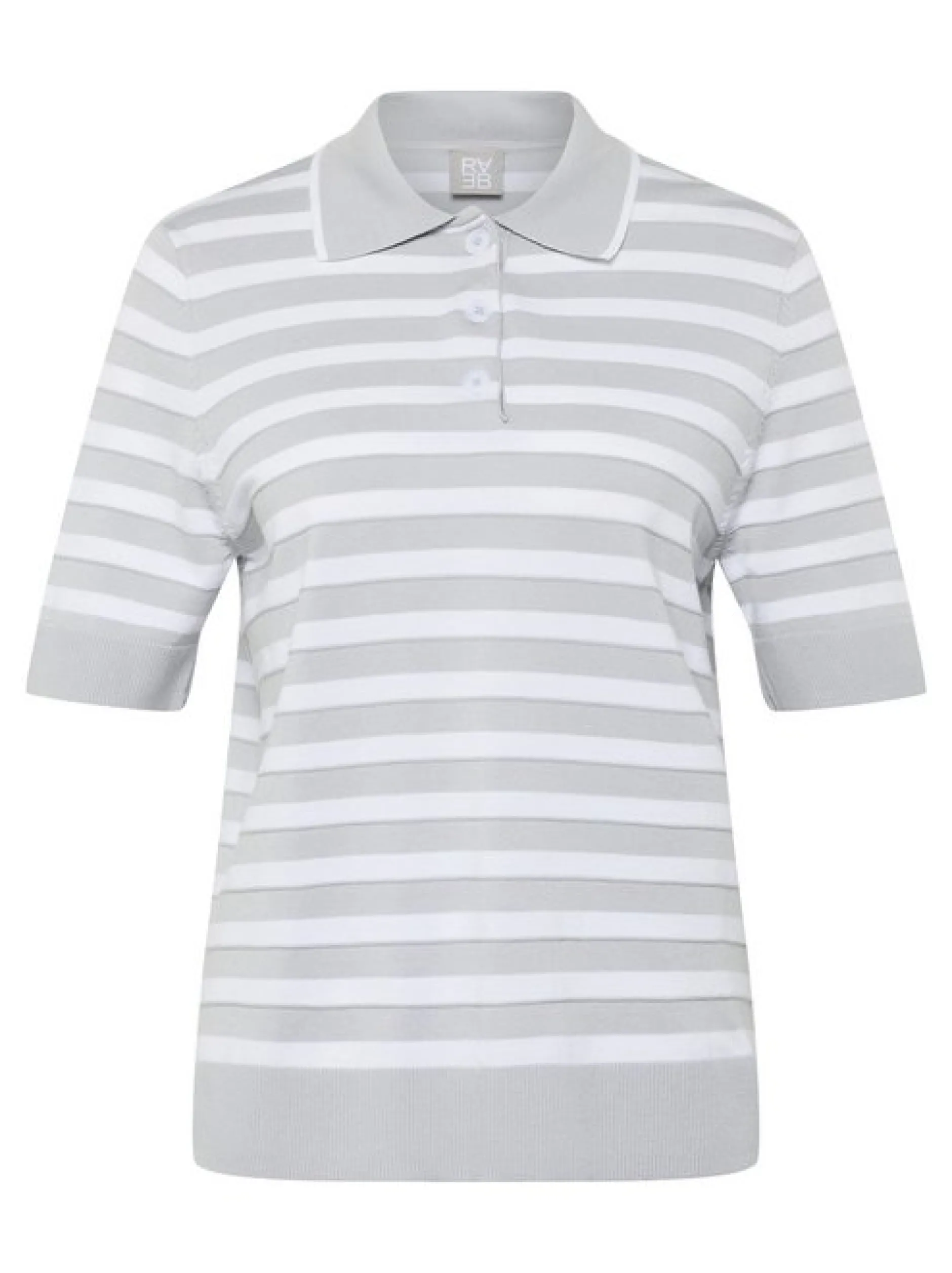 RABE Damen Strick-Poloshirt in hellgrau weiß