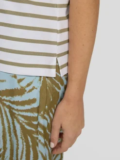 RABE Damen T-Shirt in khaki weiß