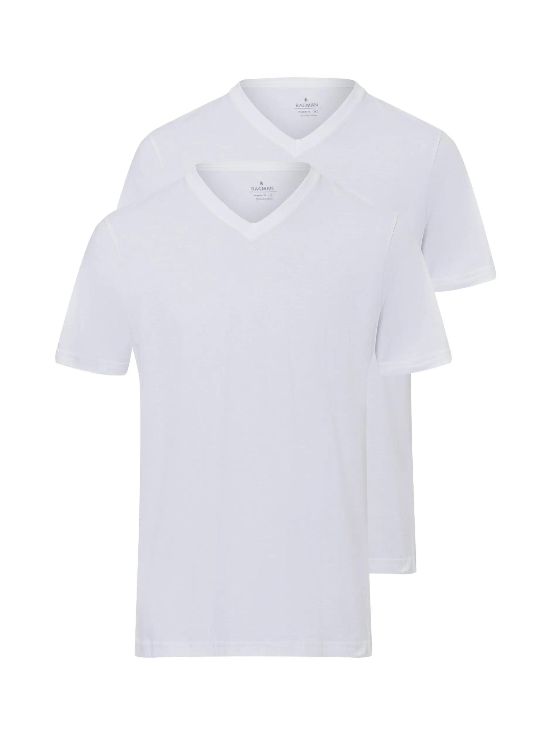 Ragman Herren Doppelpack T-Shirt in weiß