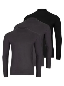 Ragman Herren Langarmshirt im 3er-Pack in grau