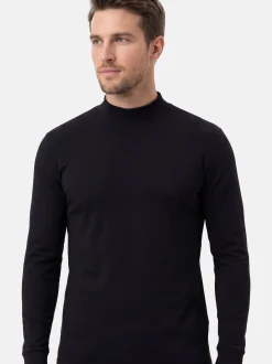 Ragman Herren Langarmshirts im 2er-Pack in schwarz