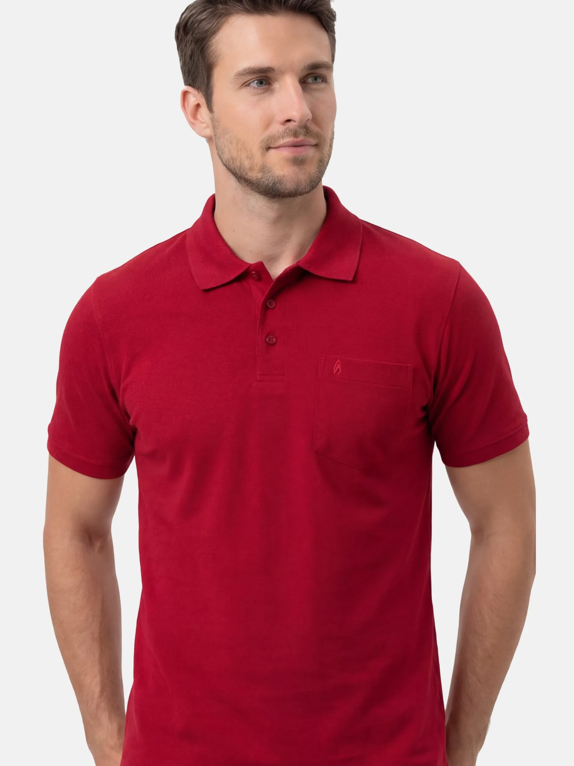 Ragman Herren Poloshirt - Basic in rot