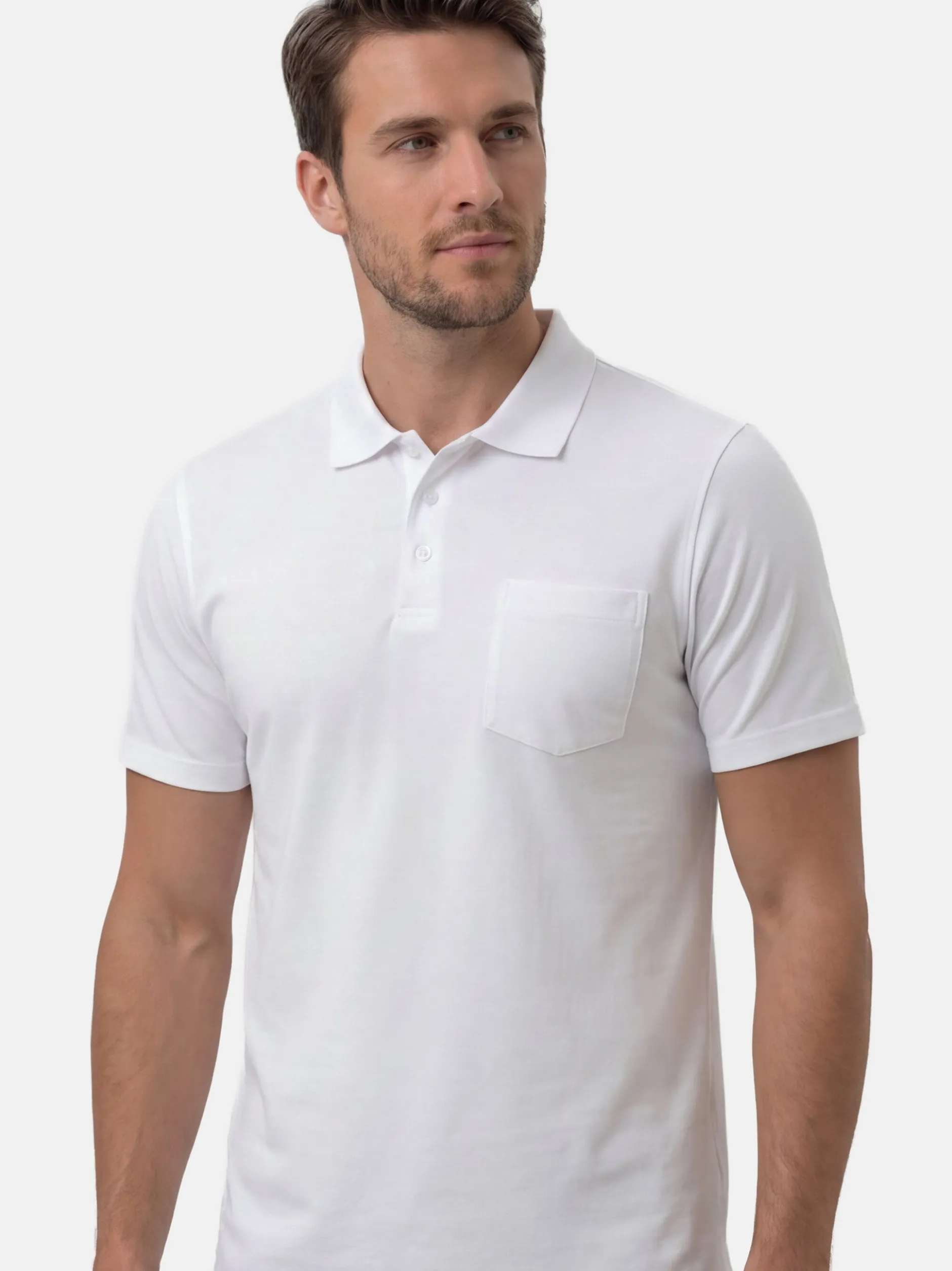 Ragman Herren Poloshirt im 2er-Pack in weiß