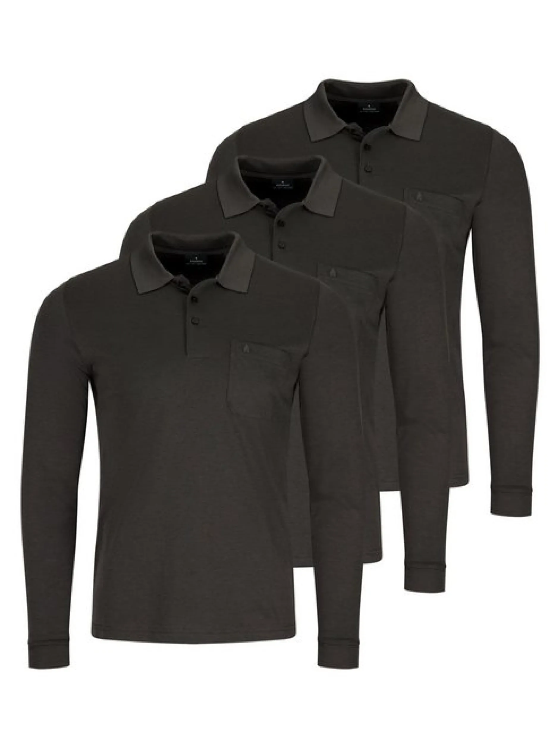 Ragman Herren Poloshirts im 3er-Pack in grau