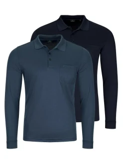 Ragman Herren Poloshirts im 2er-Pack in blau