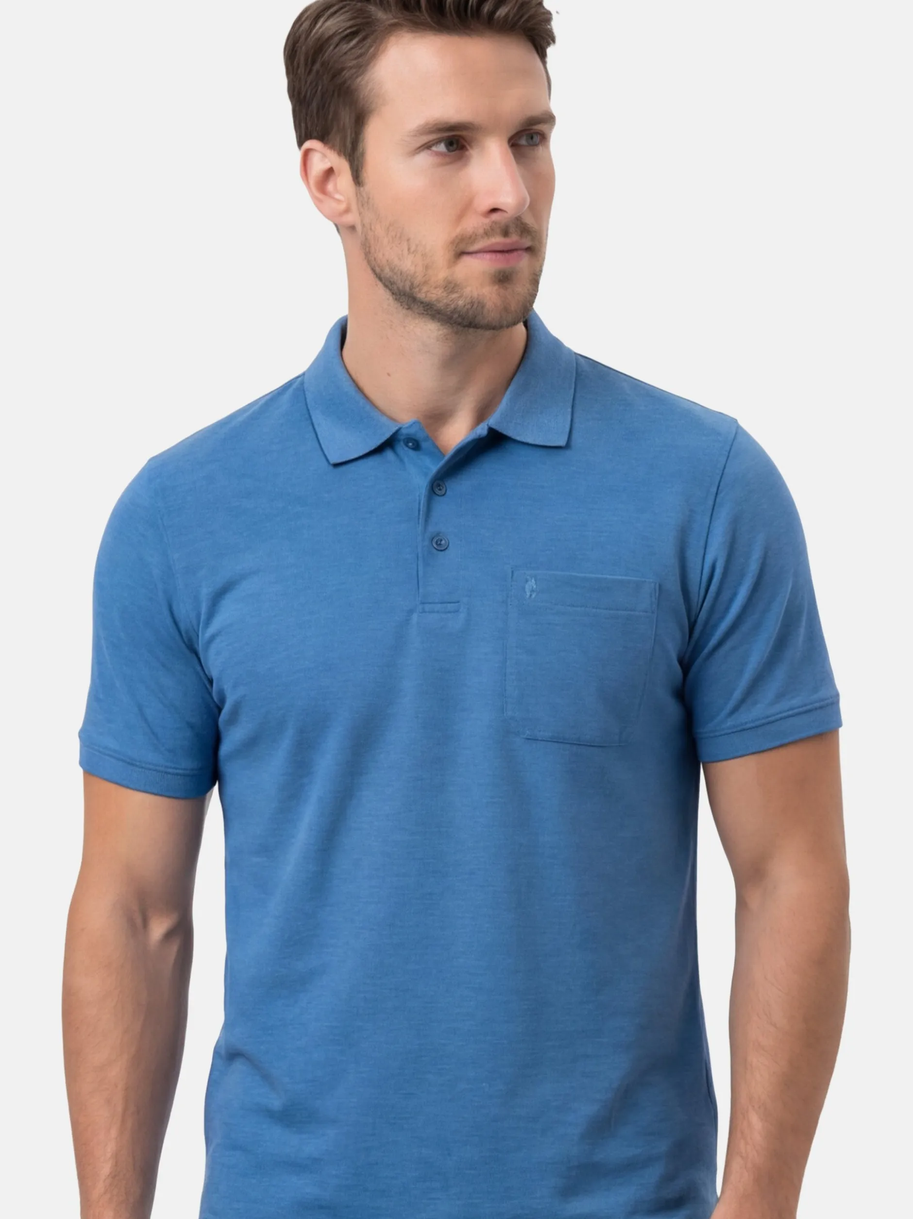 Ragman Herren Poloshirts im 3er-Pack in hellblau