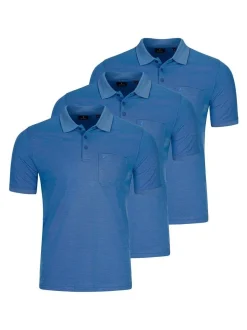 Ragman Herren Poloshirts im 3er-Pack in hellblau