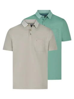 Ragman Herren Poloshirts im 2er-Pack in mehrfarbig