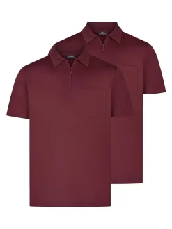 Ragman Herren Poloshirts im 2er-Pack in bordeaux