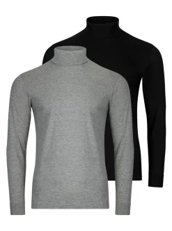 Ragman Herren Rollkragenshirts im 2er-Pack in schwarz
