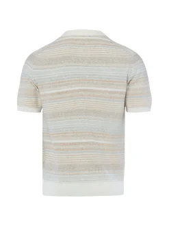 Ragman Herren Strick-Poloshirt in hellgrau ecru