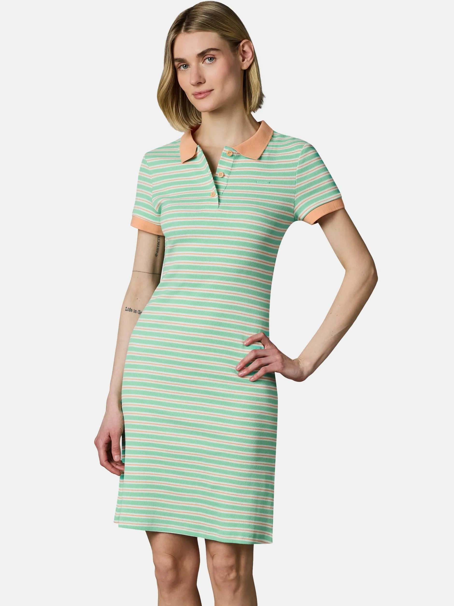 Ragwear Damen A-Linien-Kleid - Colaro Stripes Dress YOUMODO in grün