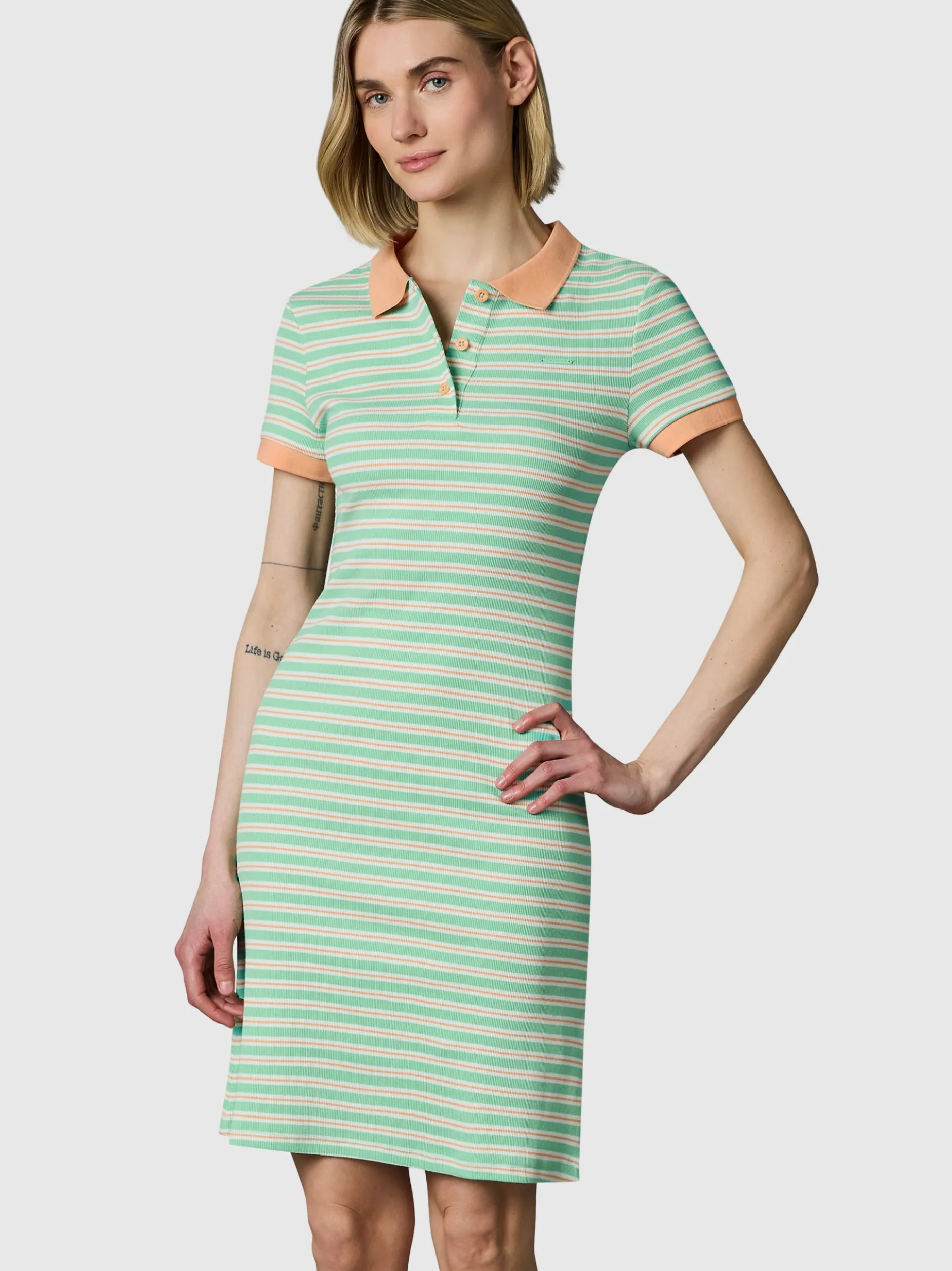 Ragwear Damen A-Linien-Kleid - Colaro Stripes Dress YOUMODO in grün