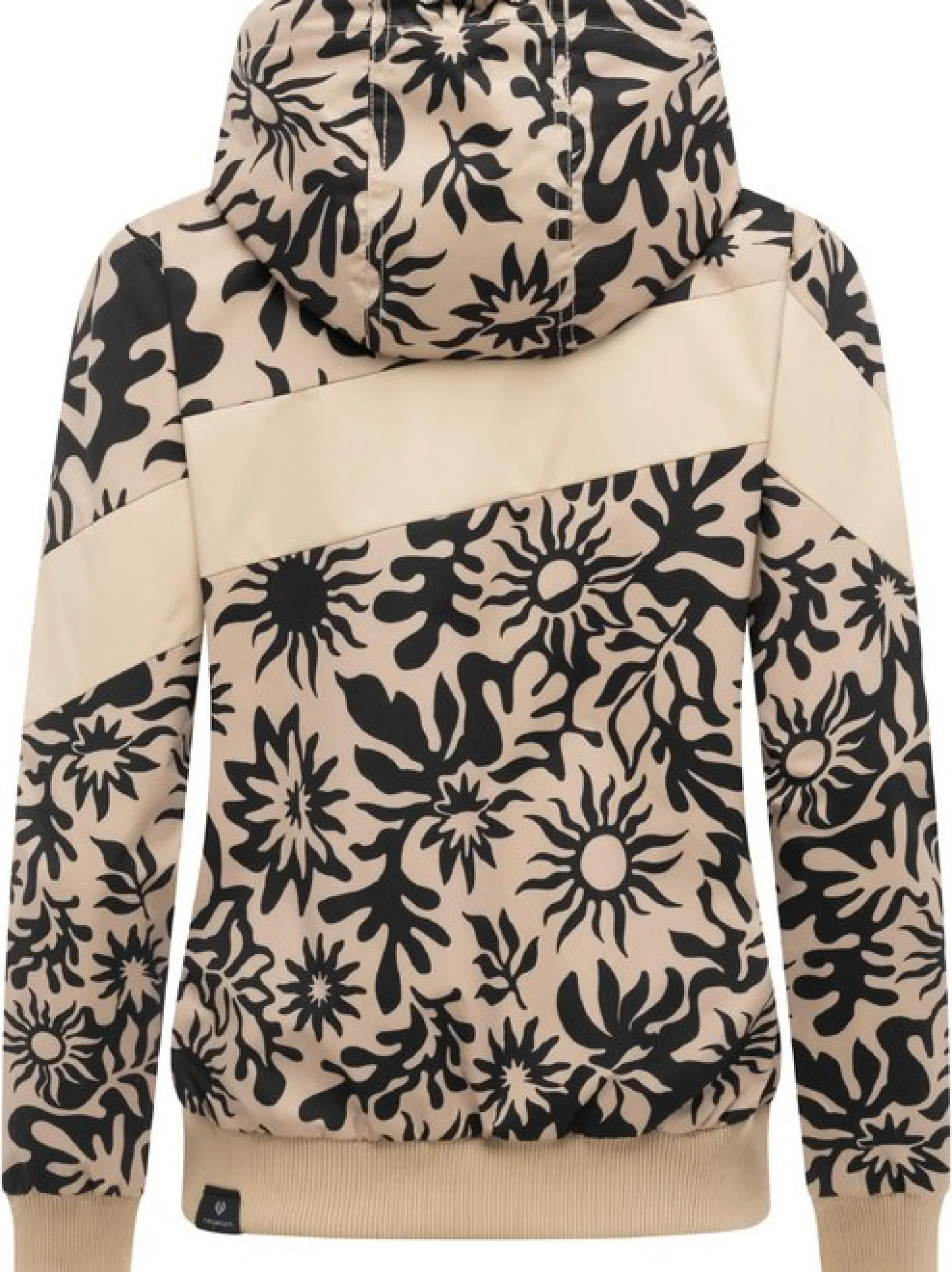 Ragwear Damen Übergangsjacke - Nuggie Block Flower in sand schwarz