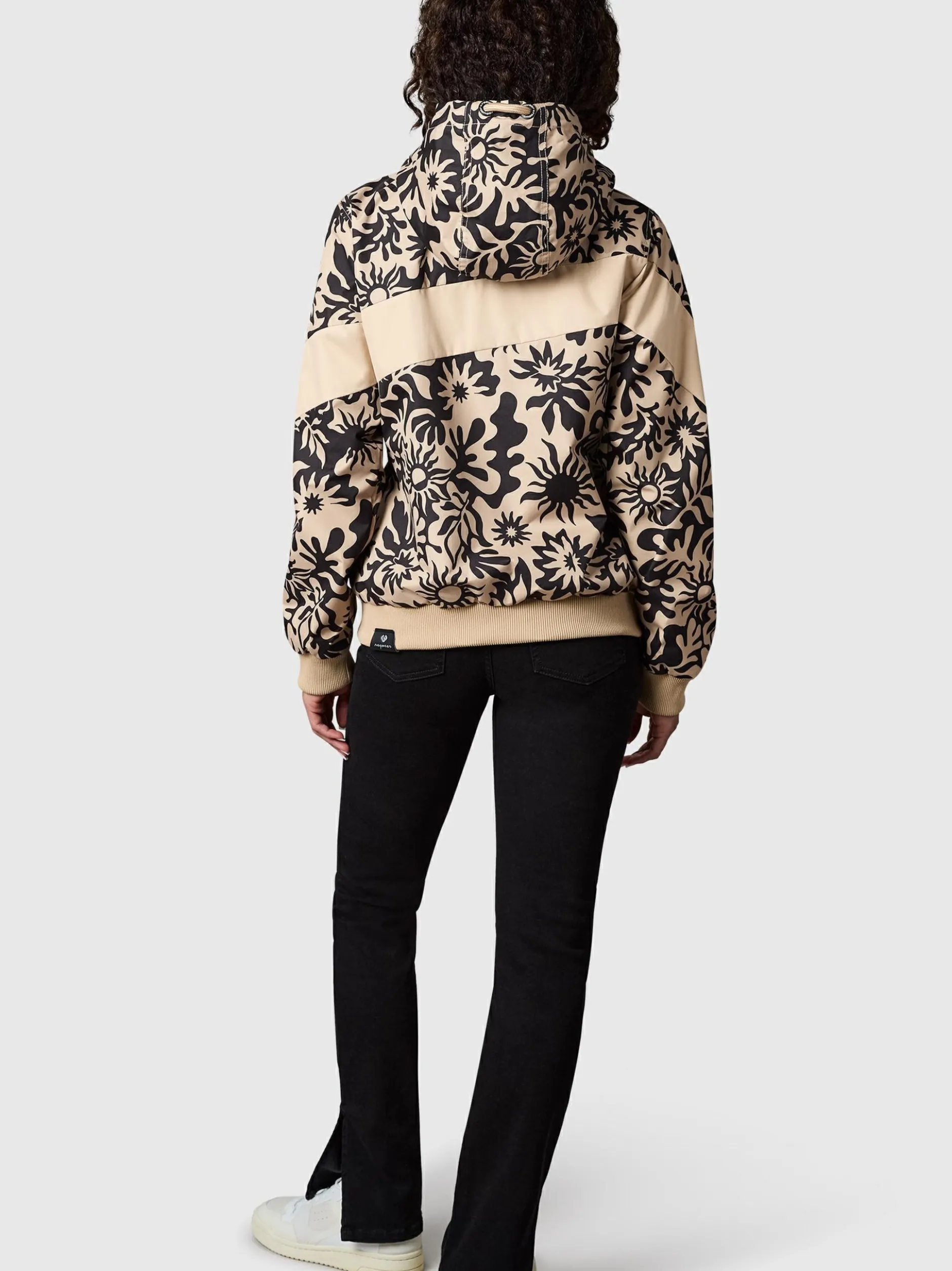 Ragwear Damen Übergangsjacke - Nuggie Block Flower in sand schwarz
