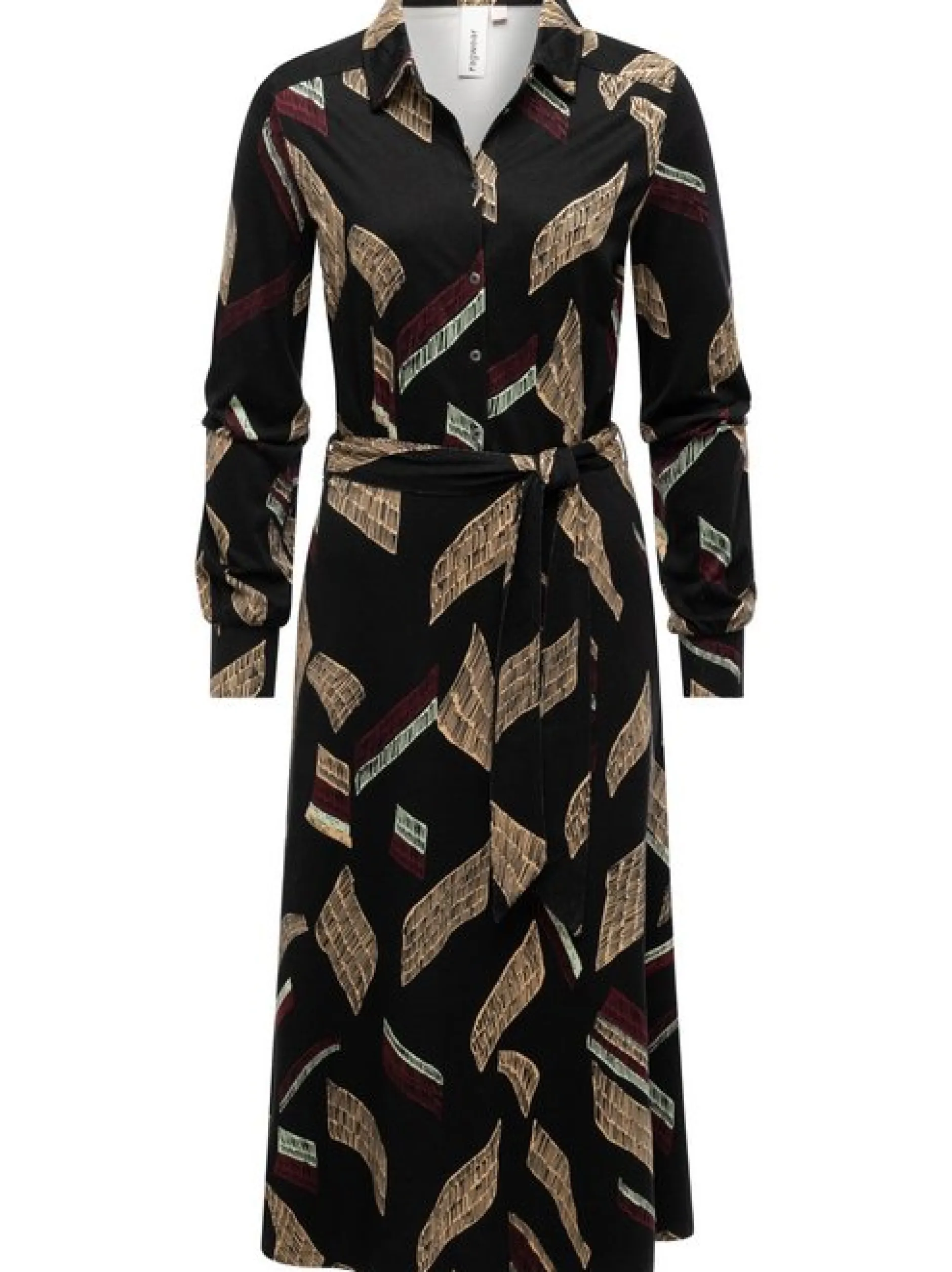 Ragwear Damen Blusenkleid - Plantee Print in schwarz