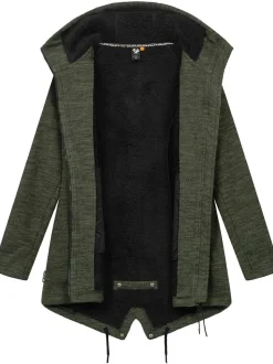 Ragwear Damen Kapuzenstrickjacke - Wingi Melange in oliv