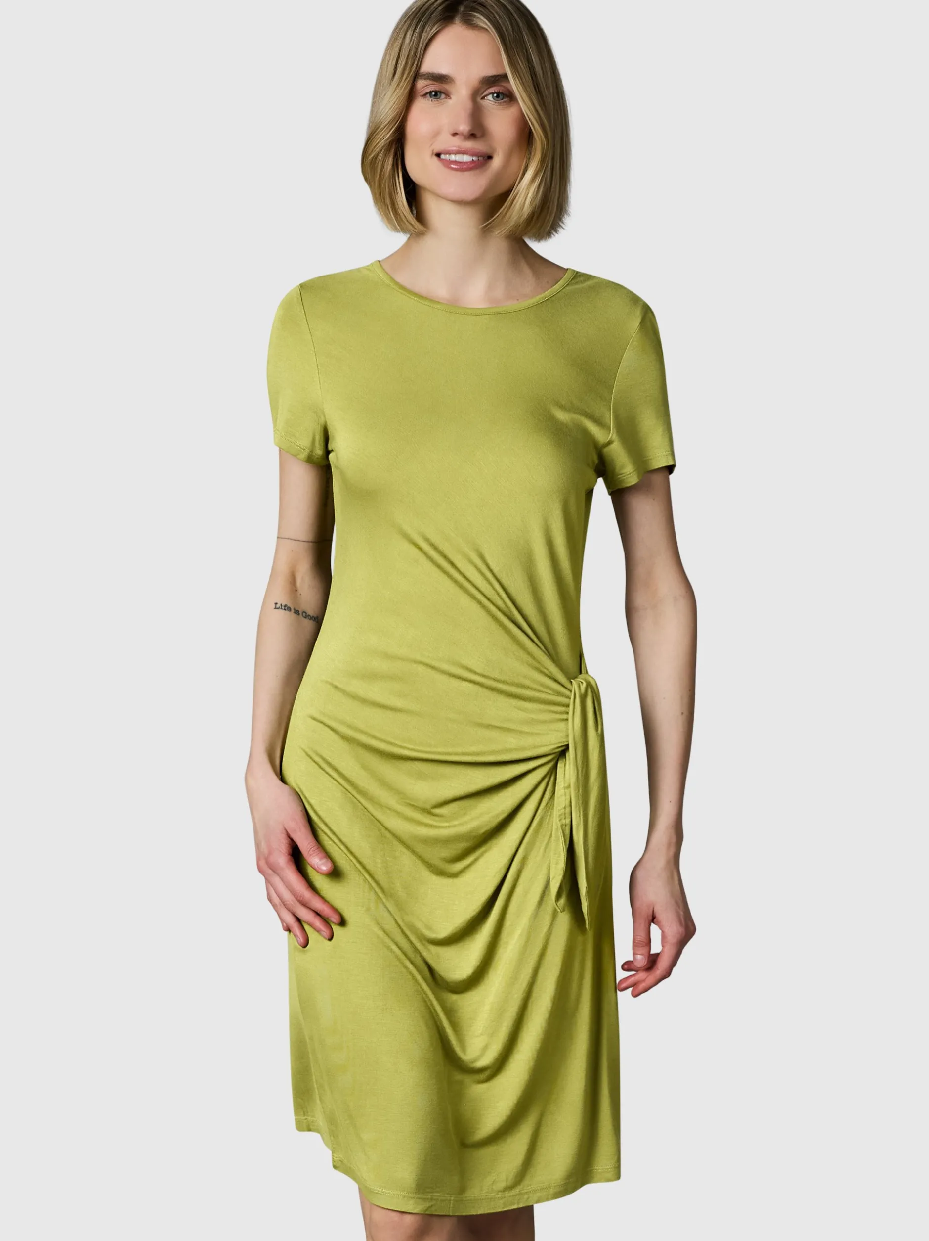 Ragwear Damen Shirtkleid - Knotta in grün - Länge: kurz