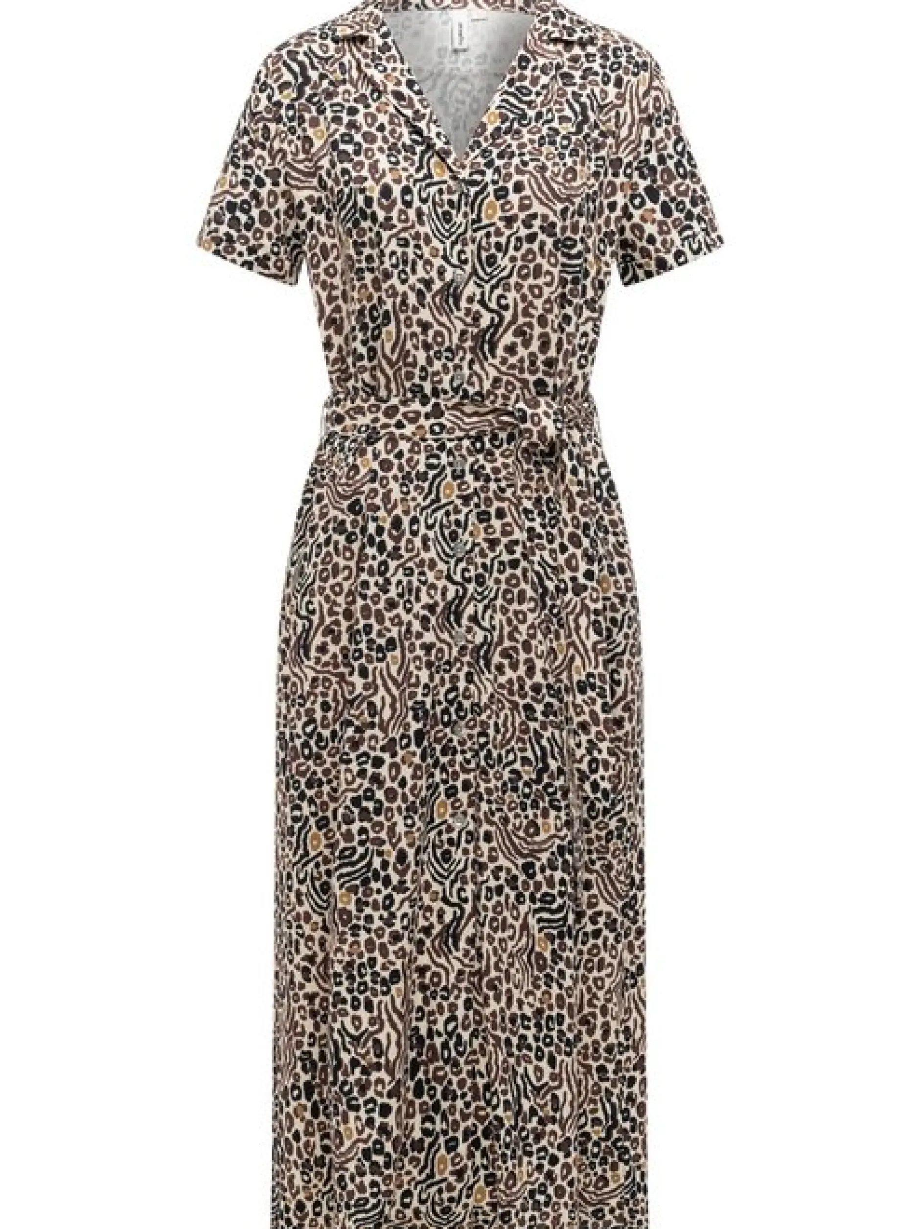Ragwear Damen Sommerkleid - Sawira Long Print in braun