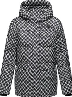 Ragwear Damen Steppjacke - Wikesh Print in schwarz weiß