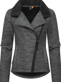 Ragwear Damen Strickfleecejacke - Saskie Melange in grau