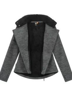 Ragwear Damen Strickfleecejacke - Saskie Melange in grau