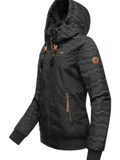 Ragwear Damen Winterjacke - Nuggie Zig Zag Intl. in schwarz