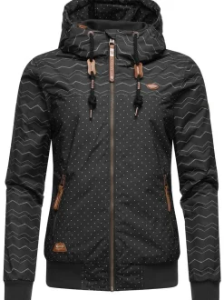 Ragwear Damen Winterjacke - Nuggie Zig Zag Intl. in schwarz