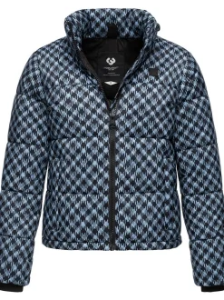 Ragwear Damen Winterjacke - Serah Print in blau