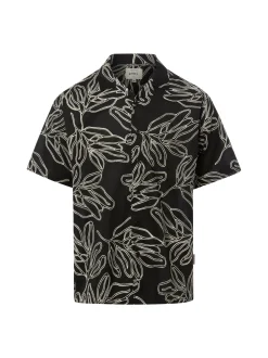 Redefined Rebel Herren Kurzarmhemd - Mauro in schwarz ecru