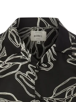 Redefined Rebel Herren Kurzarmhemd - Mauro in schwarz ecru