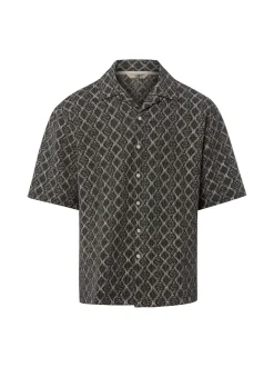 Redefined Rebel Herren Kurzarmhemd - Zander in schwarz ecru